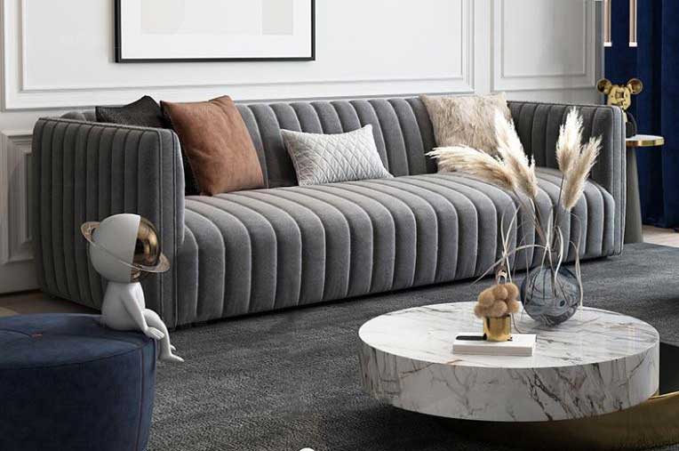 三人科技布沙發(fā)乳膠設(shè)計(jì)師布藝沙發(fā)