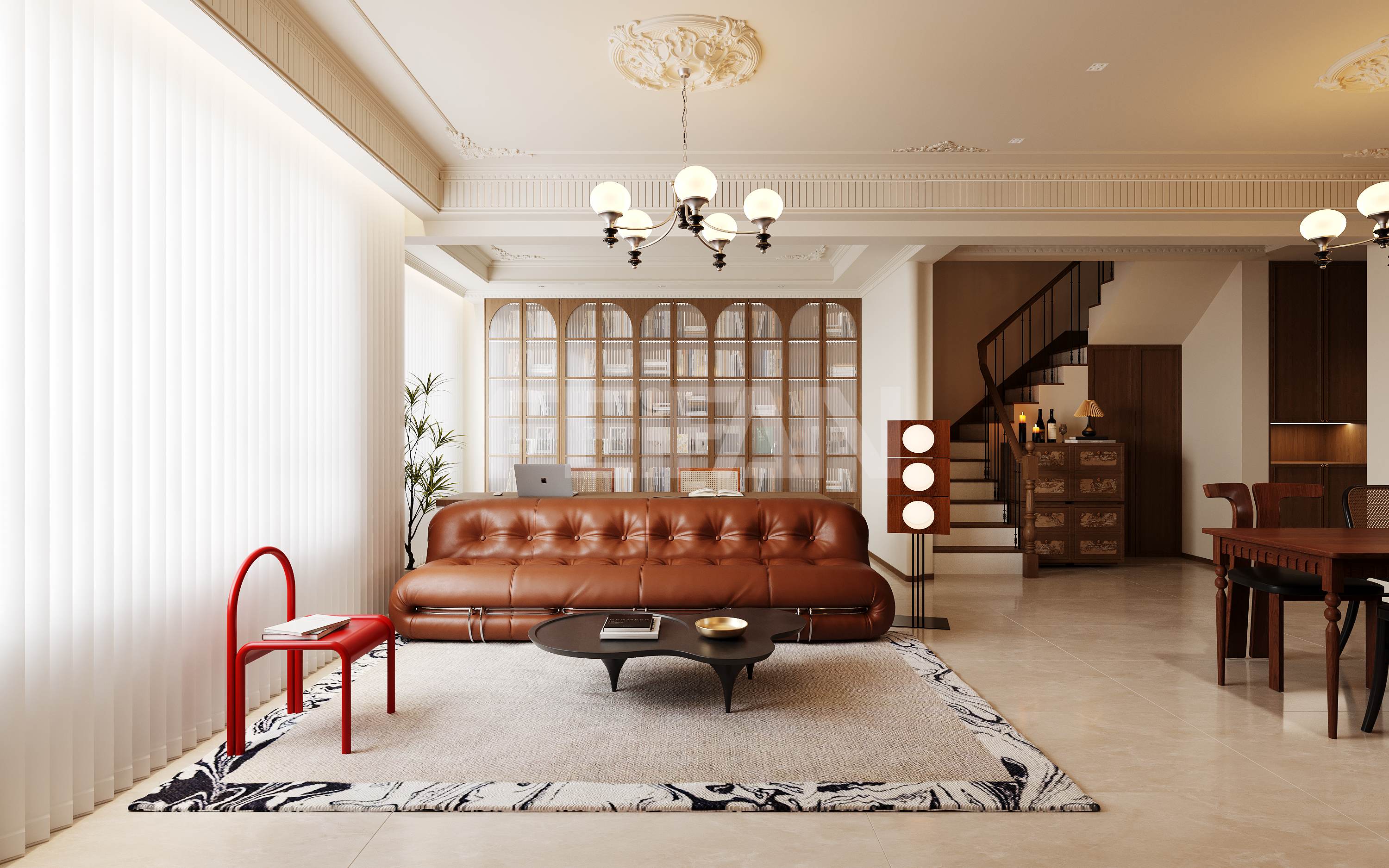 大慶·玖璽首府178㎡中古風(fēng)整裝修